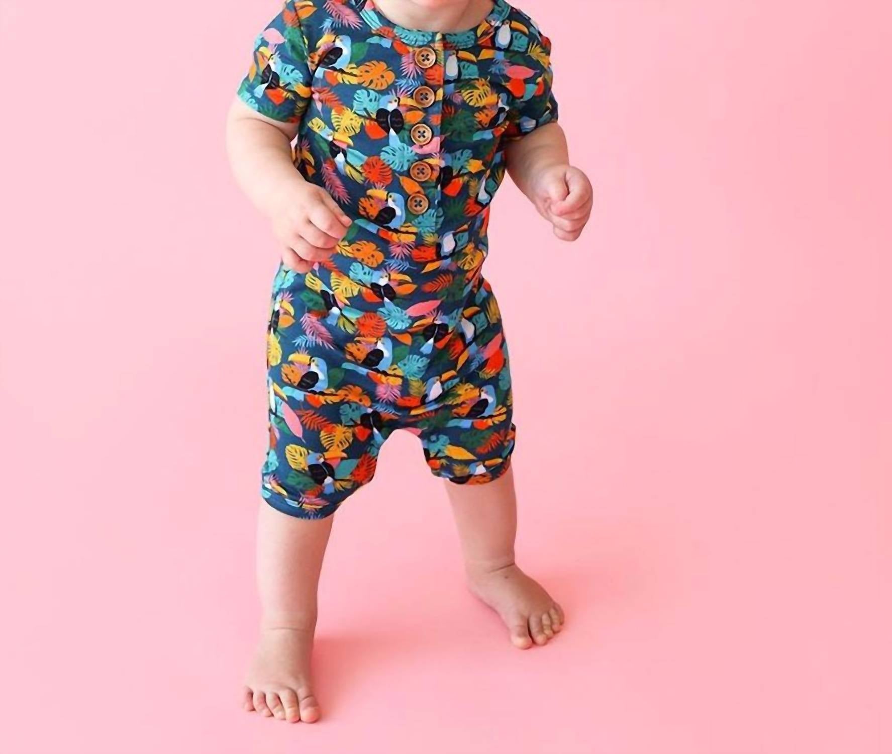 Posh Peanut - RIO HENLEY SHORT SLEEVE ROMPER