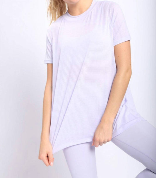 Mono B - Striped Mesh Active Longline Shirt