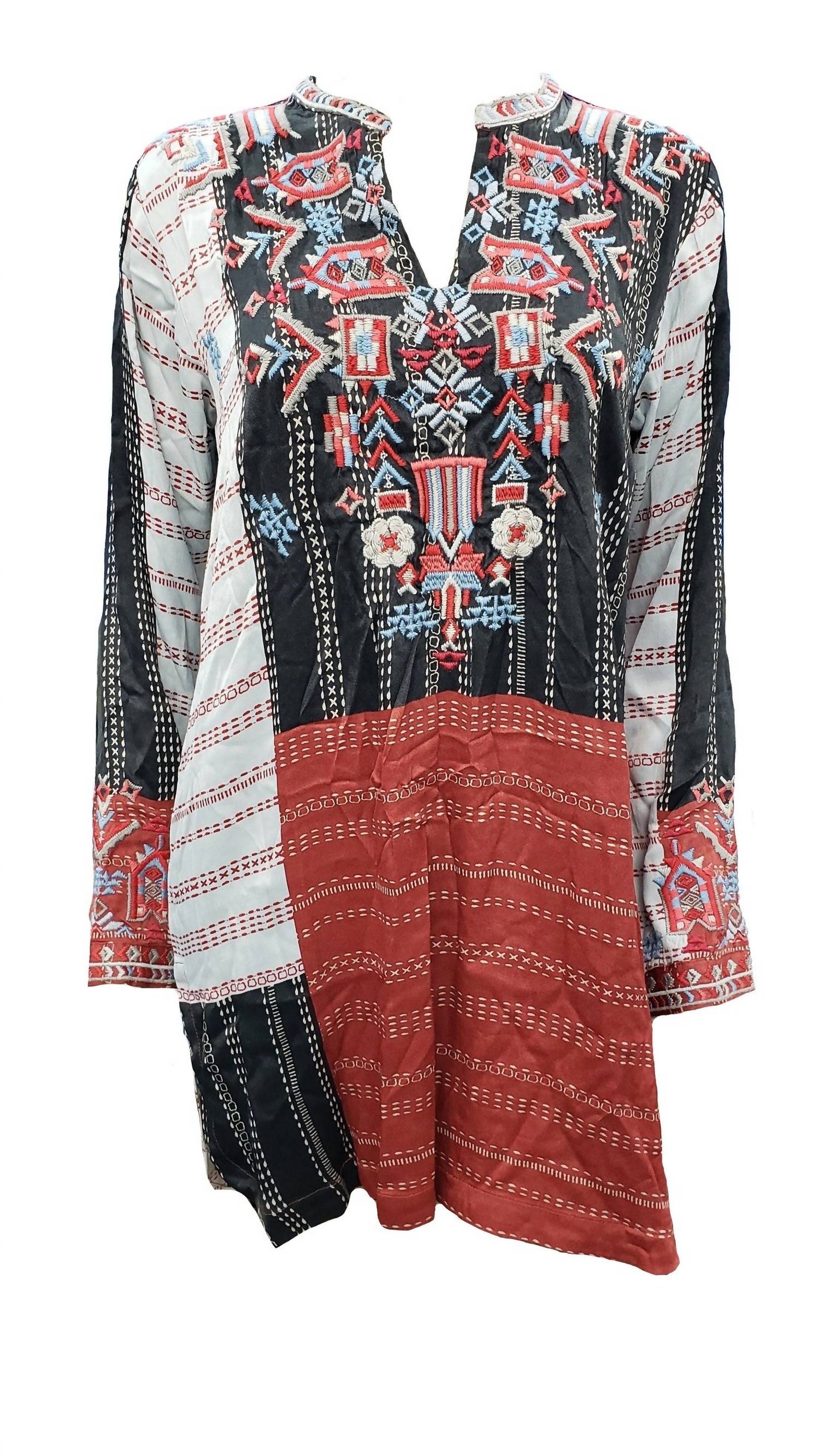 Johnny Was - Women's Patchwork Satin Blouse