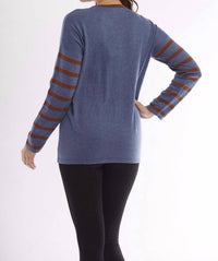 Wood Button Smiley Face Pullover