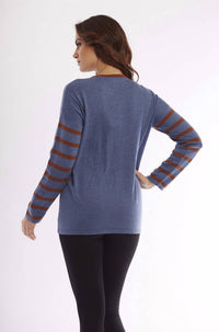 Wood Button Smiley Face Pullover
