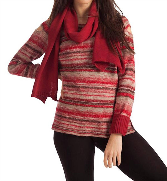 Bethany Striped Sweater W/ Scarf