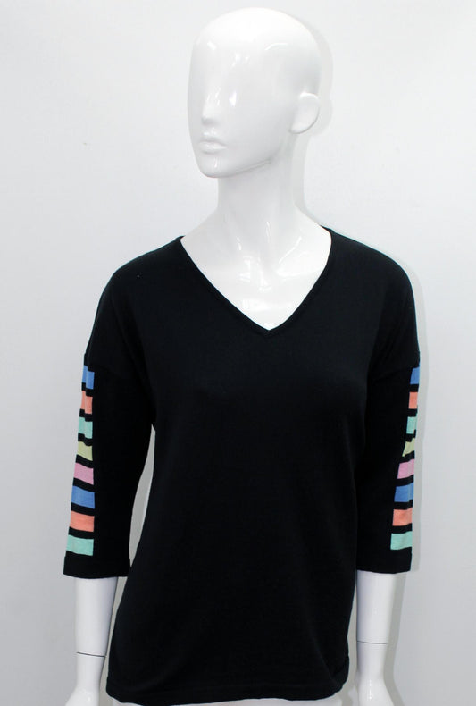 Angel - 3/4 Sleeve Stripe V Neck Top