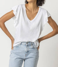 Lilla P - Flutter Sleeve V-Neck Tee