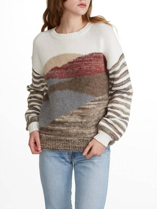 White + Warren - Landscape Intarsia Crewneck Sweater