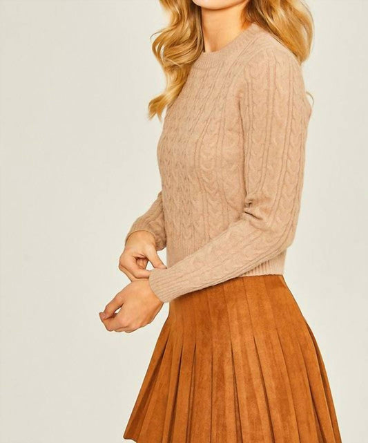 Love Tree - Debra Cable Knit Fitted Crew Neck Sweater