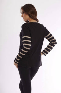 Wood Button Smiley Face Pullover