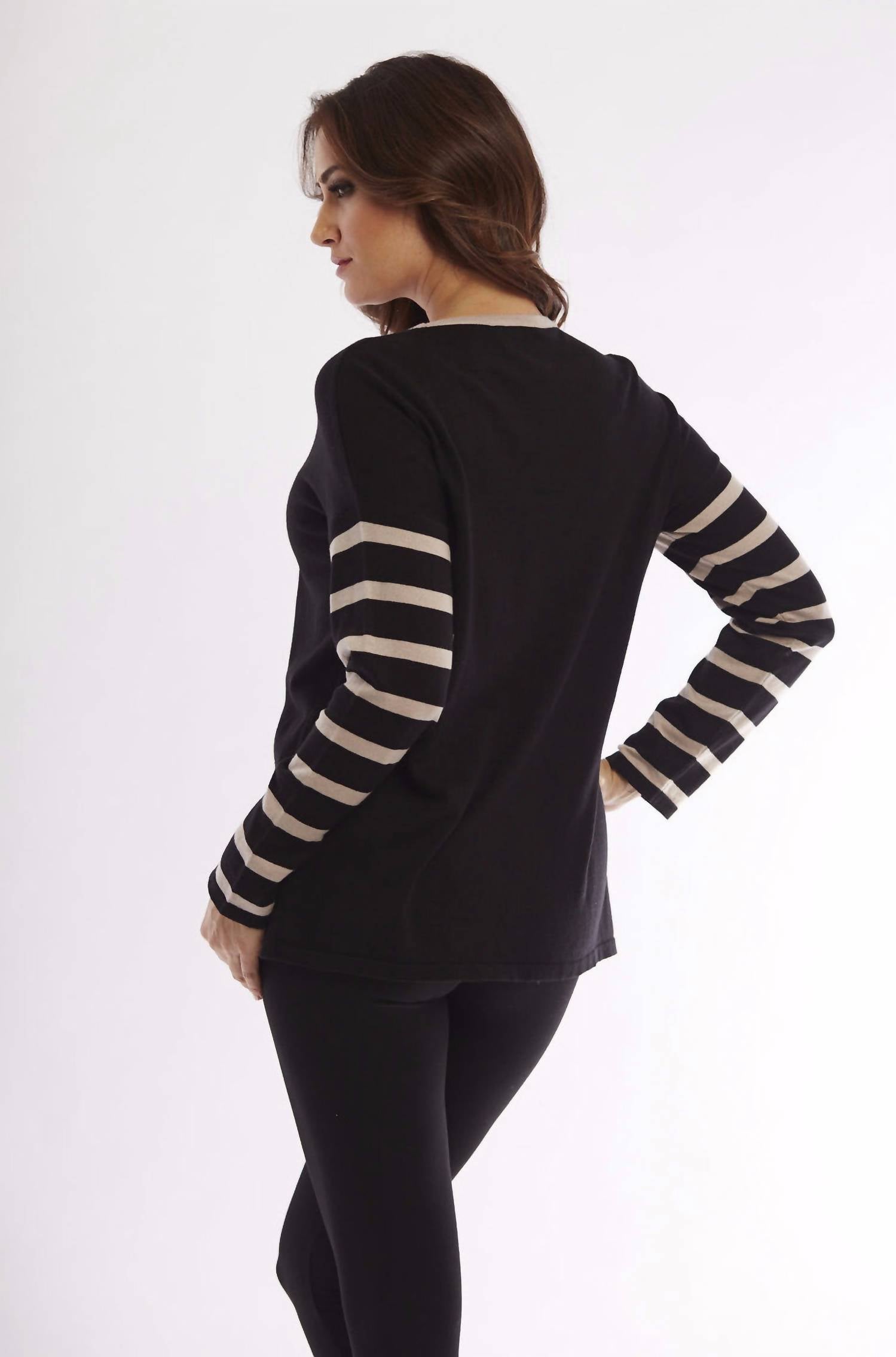 Wood Button Smiley Face Pullover