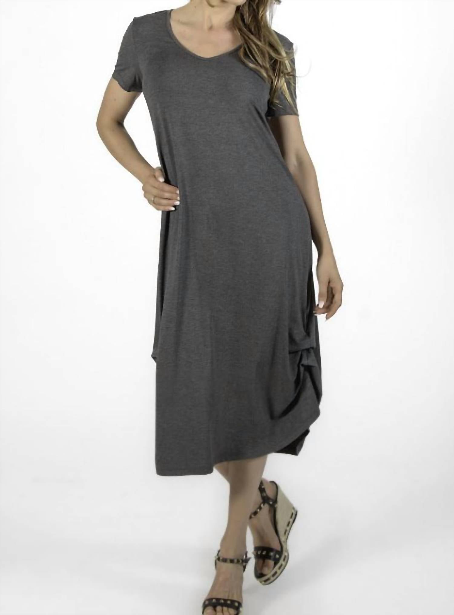BAMBOO DRESS WITH SIDE BUSTLES
