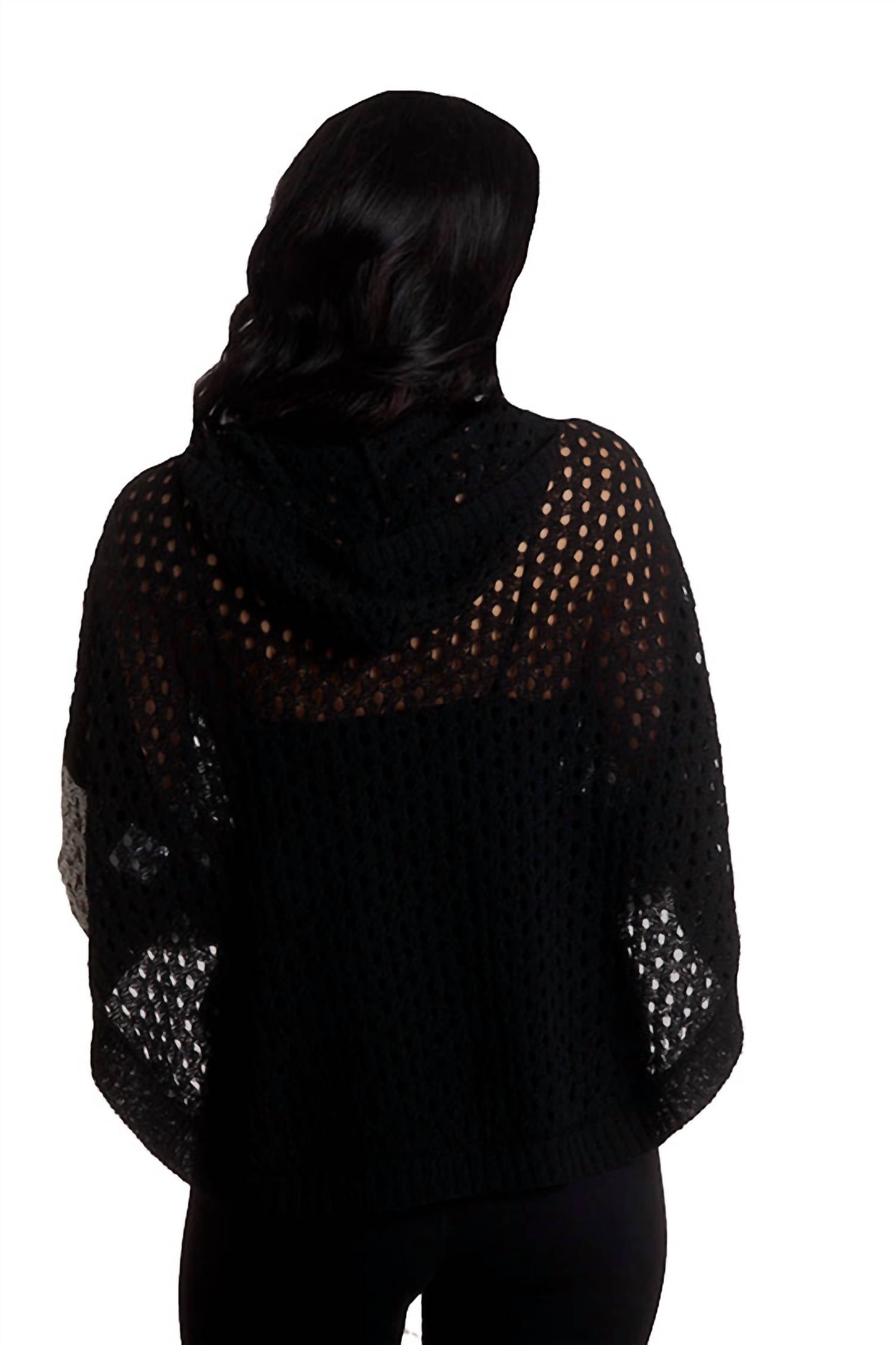 Crochet Button Hoodie Poncho