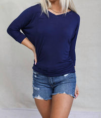 Shop Basic - Ava Dolman Sleeve Side Shirring Top