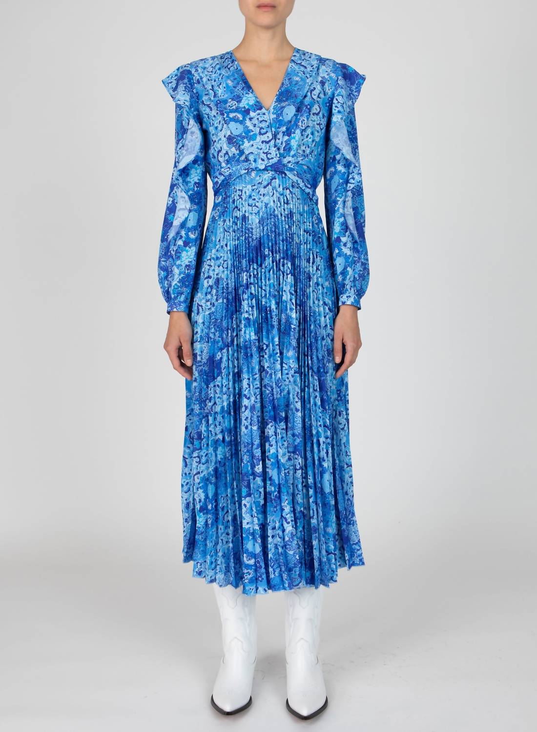 Derek Lam 10 Crosby - Chrishelle V-Neck Ruffle Dress