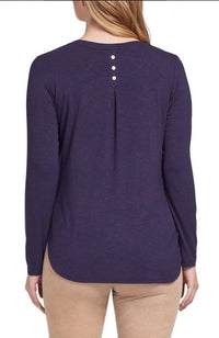Crew Neck Top with Button Back Detail