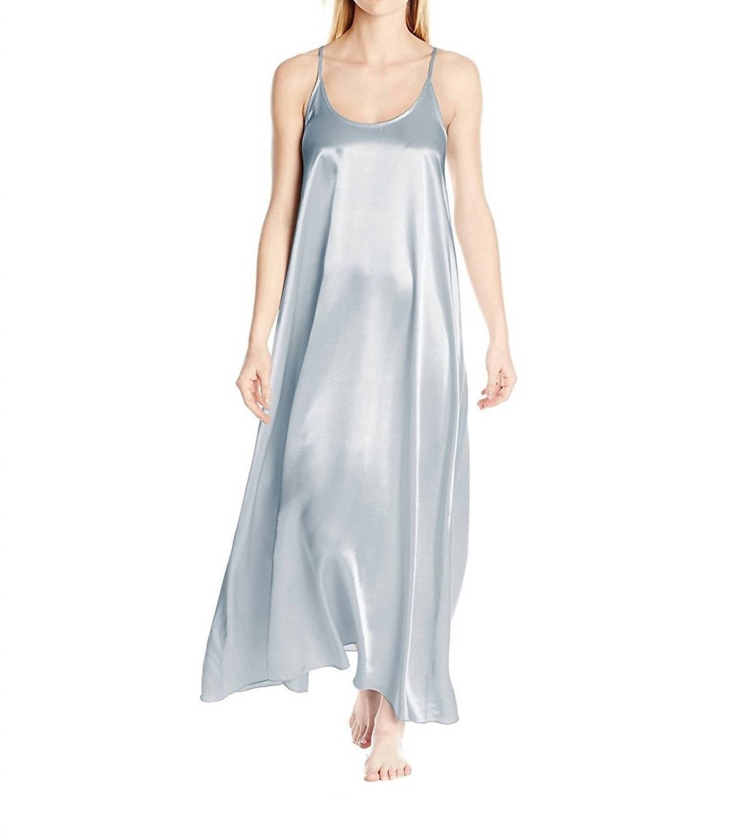 Pj Harlow - Monrow Satin Long Nightgown With Gathered Back