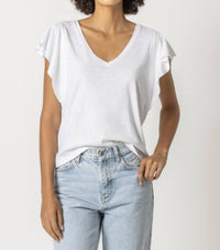 Lilla P - Flutter Sleeve V-Neck Tee