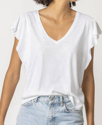 Lilla P - Flutter Sleeve V-Neck Tee