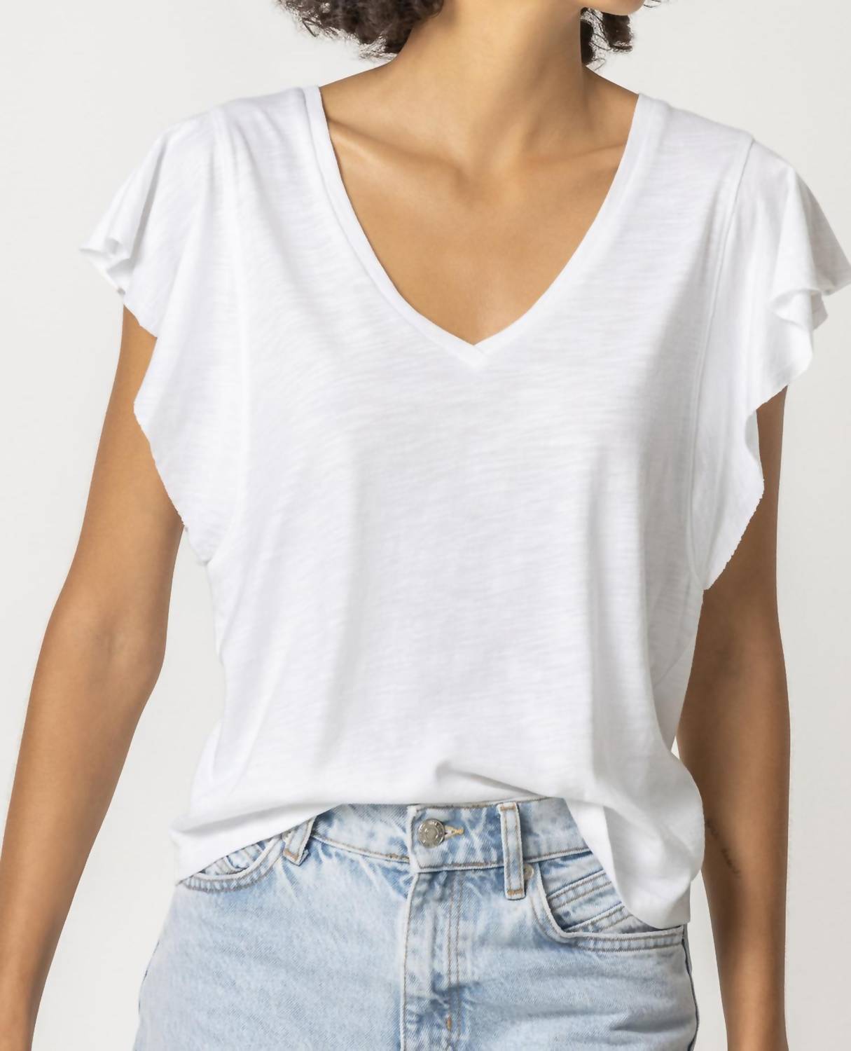 Lilla P - Flutter Sleeve V-Neck Tee
