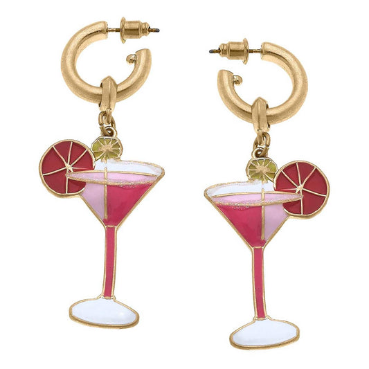 Women's Cosmo Cocktail Enamel Earrings