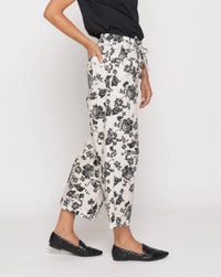 Baci - Contrast Floral Drawstring Pants