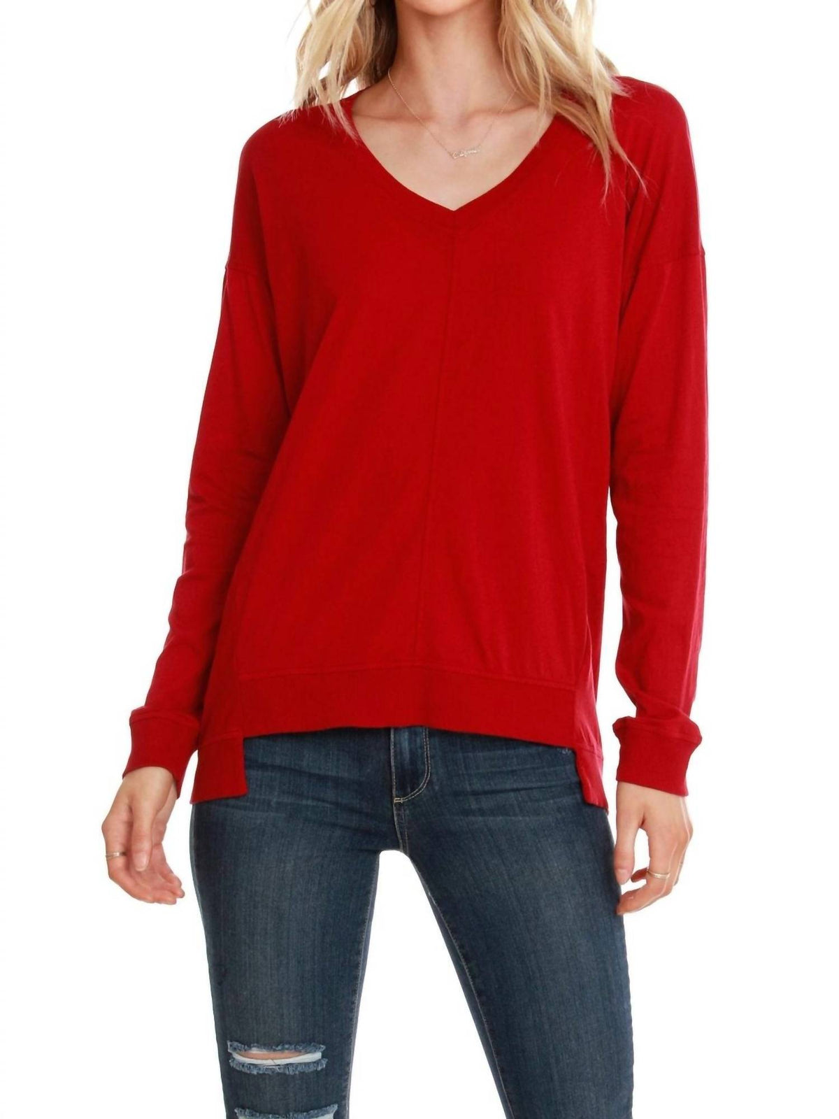 Bobi - Rib Mix Step Hem Tee