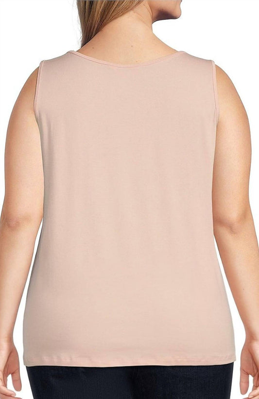 Knit Double Scoop Neck Sleeveless Fitted Tank Top