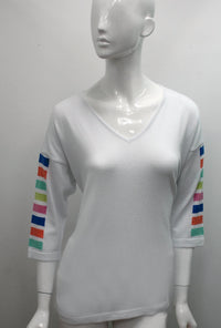 Angel - 3/4 Sleeve Stripe V Neck Top