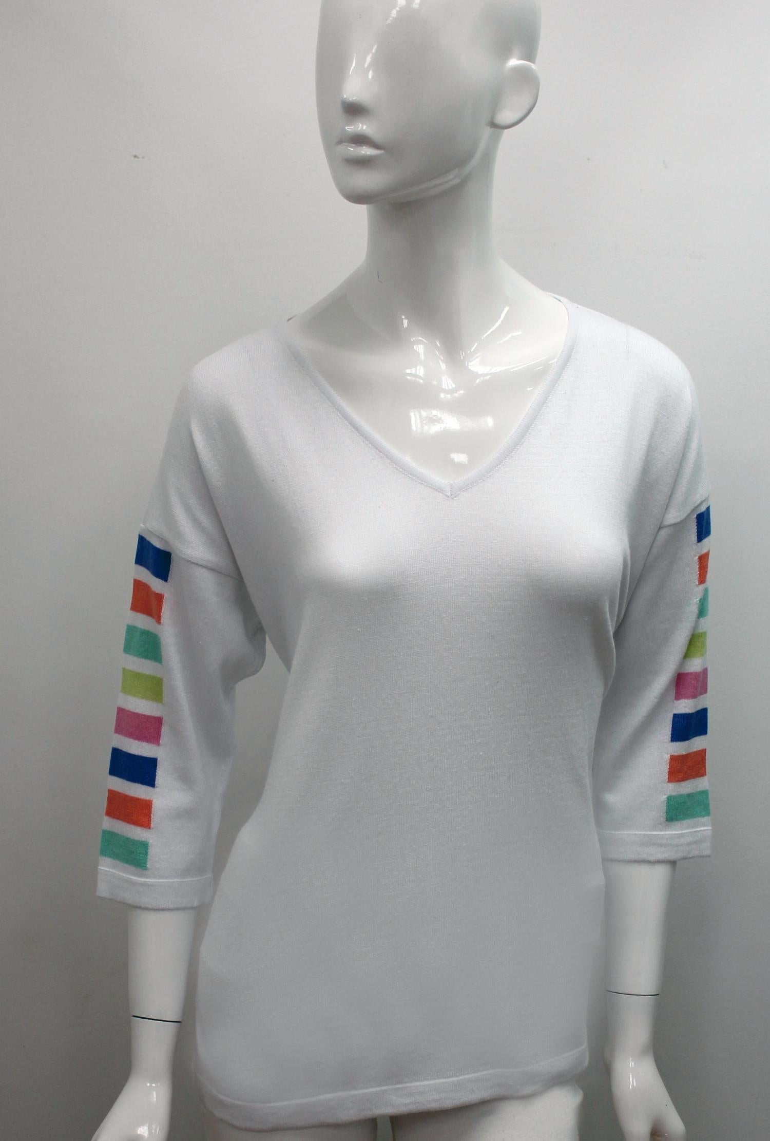 Angel - 3/4 Sleeve Stripe V Neck Top