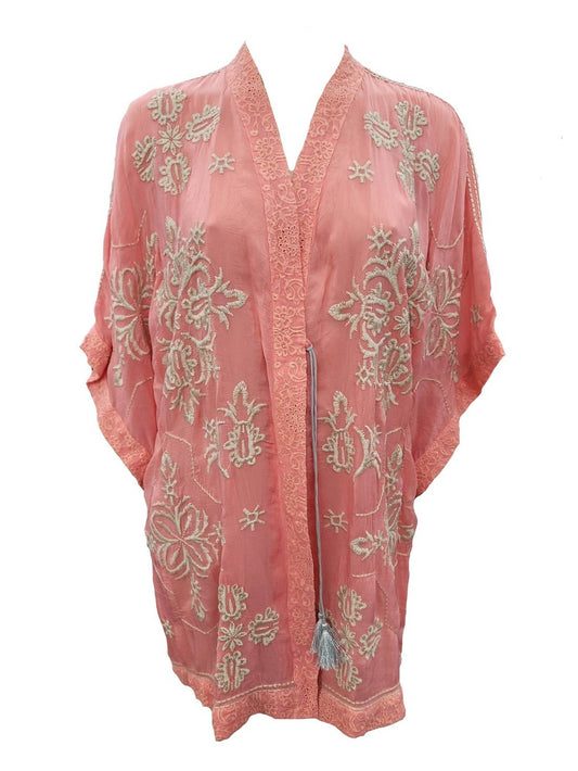 Johnny Was - Women's Dorothea Tassle-Tie Embroidered Kimono